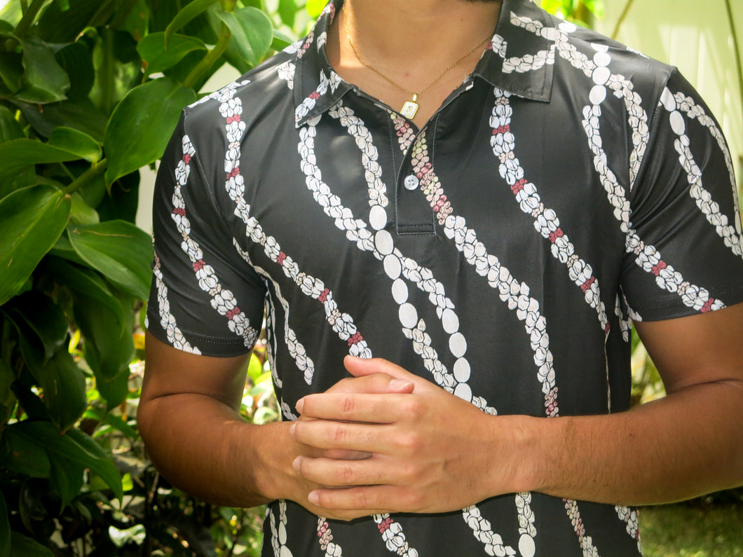 Niʻihau kāne polo black